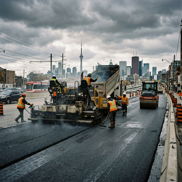 Valencia's Elite Paving crew and heavy machinery